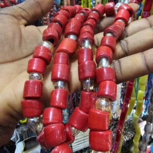 Coral Pink Cylinder Bead Necklace Strands