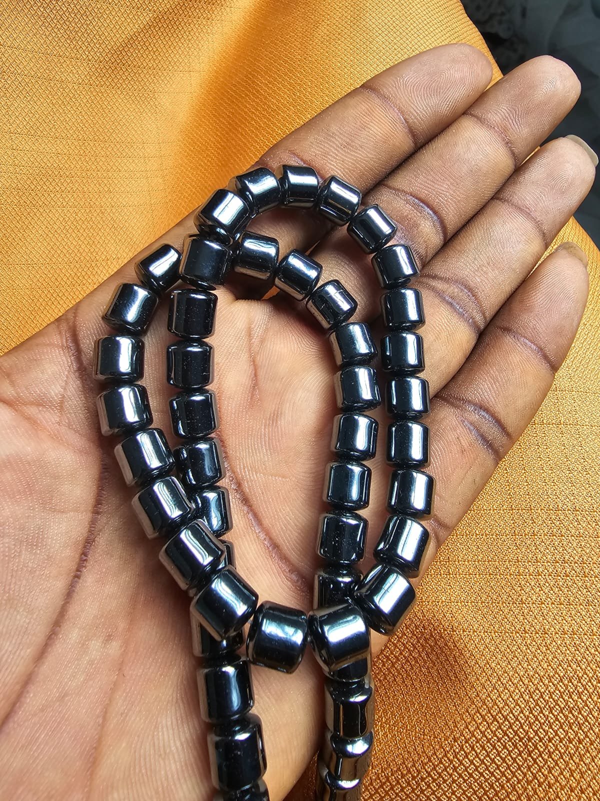 Metallic Black Crystal Beaded Bracelet Set