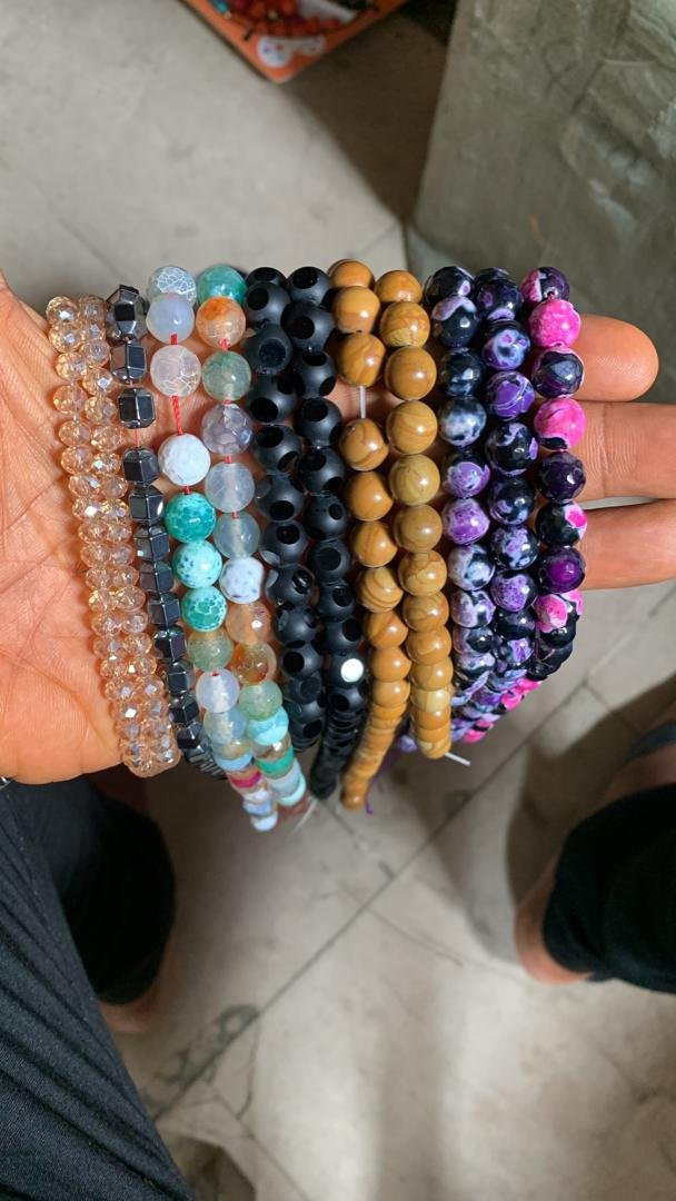 Metallic Multi-Color Crystal Beaded Bracelet Set